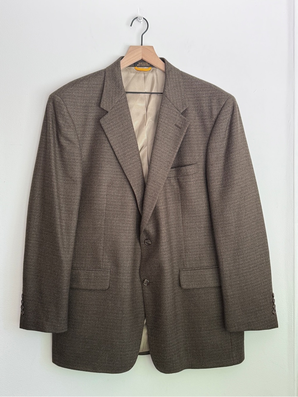 Bill Blass Black Label Olive Brown Wool Blazer Sport Coat USA 46L Lord & Taylor